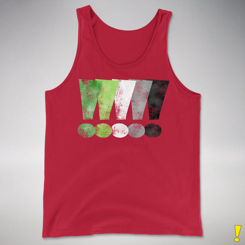 Distressed Aromantic Pride Exclamation Points Premium Tank Top - Red